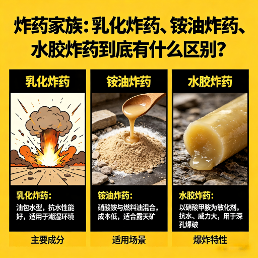 三门炸药家族：乳化炸药、铵油炸药、水胶炸药到底有什么区别？